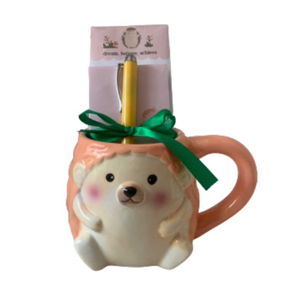 • NEW Modern Expression Hedgehog Mug with Stationary Set •